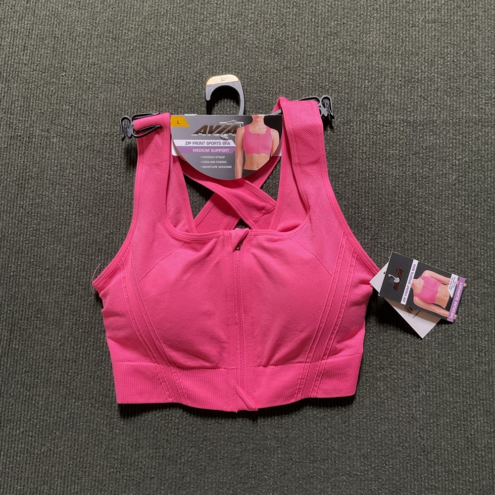 Avia Pink Sports Bra Moisture-Wicking Medium Impact